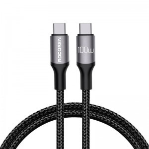 Rocoren USB-C - USB-C Retro Series 2m 100W gyorstöltő kábel (szürke)