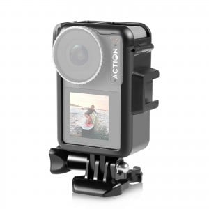 PULUZ függőleges védőkeret vakupapucs foglalattal DJI Osmo Action 3 / 4 akciókamerákhoz (fekete) (PU883B)