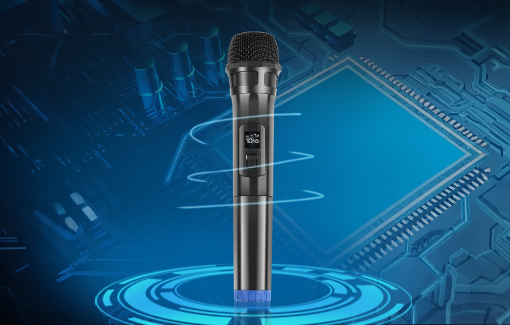 PULUZ UHF vezeték nélküli dinamikus mikrofon LED kijelzővel, 3.5mm vevővel (PU628B)-4