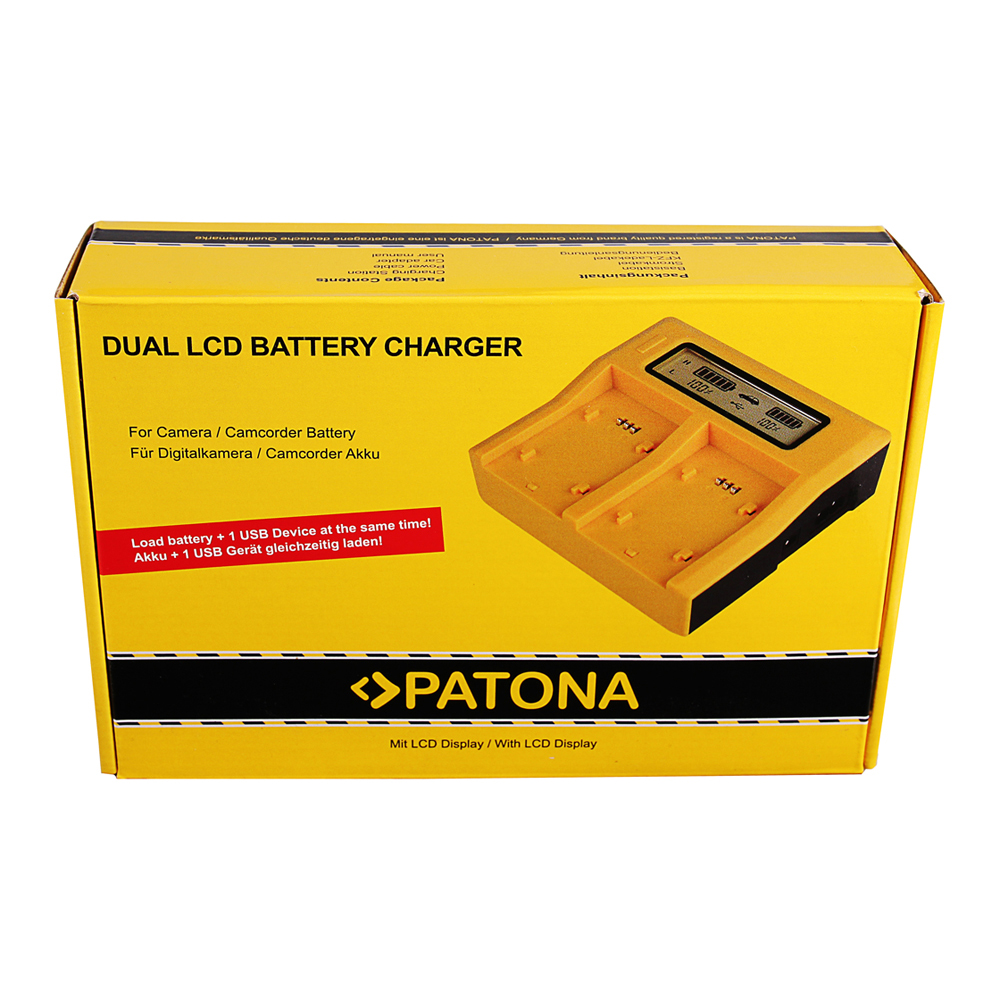 PATONA Dual LCD kijelzős Sony NP-FM50 NP-F550 NP-F750 NP-F970 USB akkumulátor töltő-2