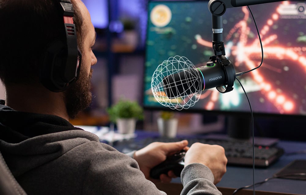 Maono PD200x dinamikus gaming, gamer mikrofon RGB világítással (fekete)-6