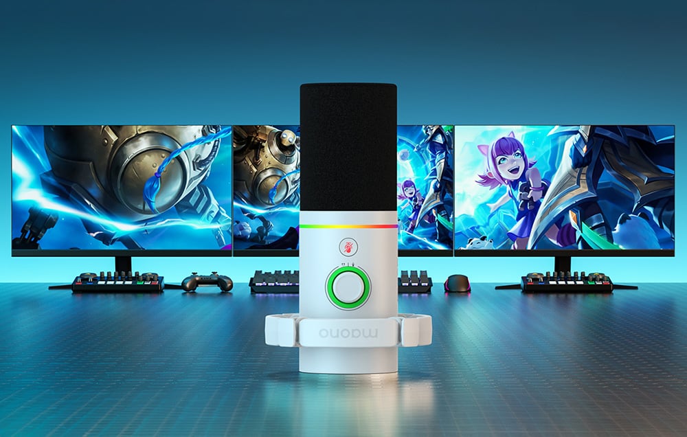 Maono PD200x dinamikus gaming, gamer mikrofon RGB világítással (fehér)-8