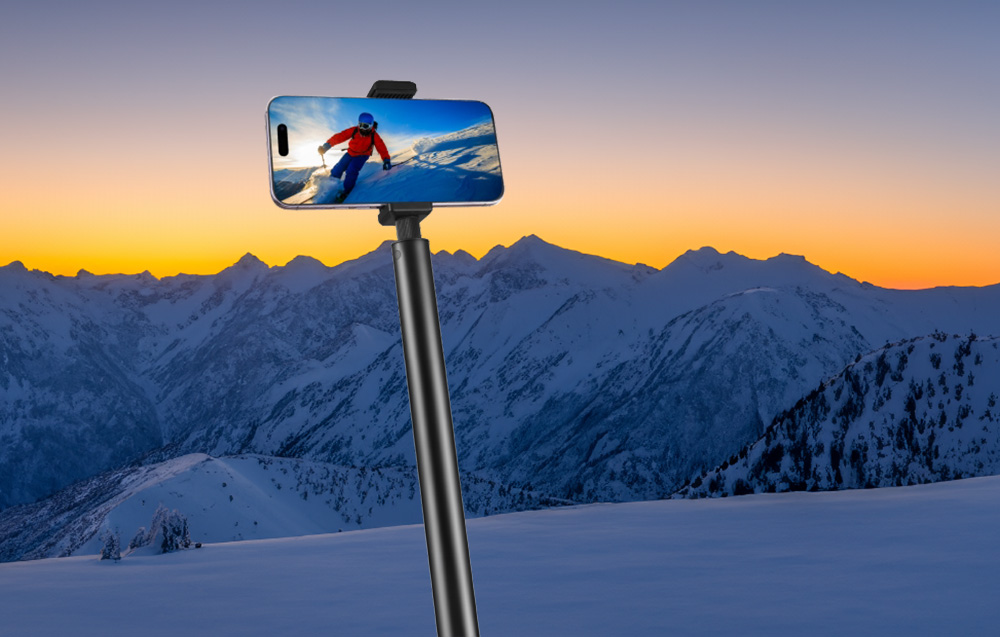PULUZ fém selfie bot 2m Insta360 One RS/X2/X3 akciókamerákhoz (fekete) (PU641B)-1