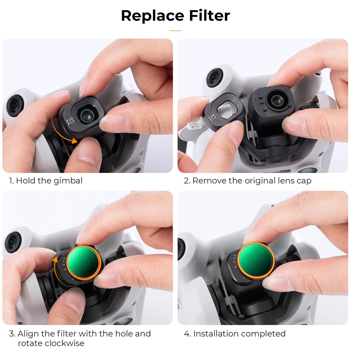 KF Concept variálható ND2-32 (1-5 Stops) szűrő DJI Mini 4 Pro drónhoz (KF01.2499)-2