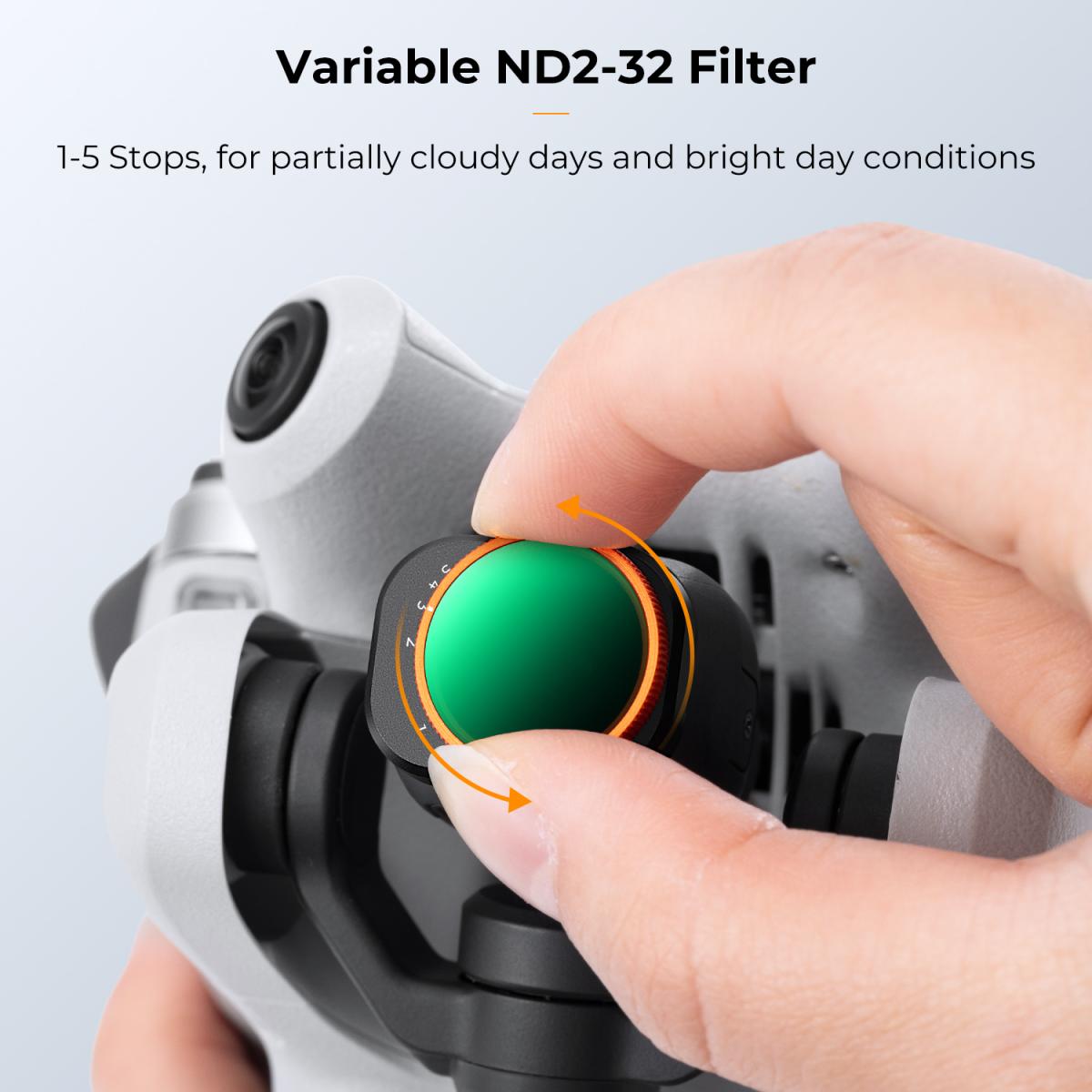 KF Concept variálható ND2-32 (1-5 Stops) szűrő DJI Mini 4 Pro drónhoz (KF01.2499)-4