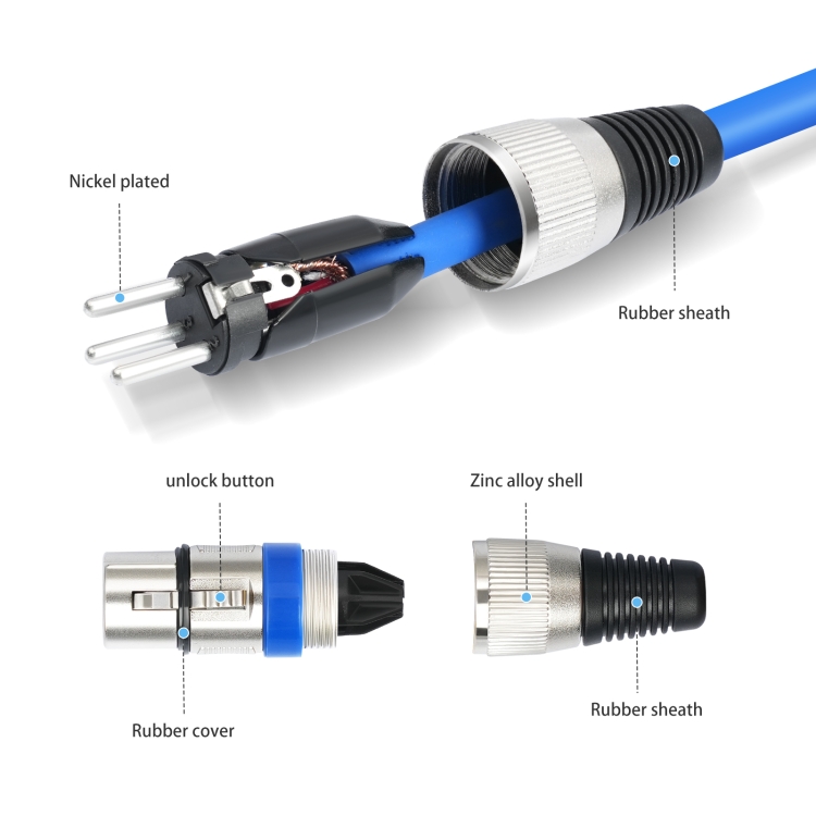 XLR 3 tűs anya-apa audiokábel 1m (10db-os készlet)-1