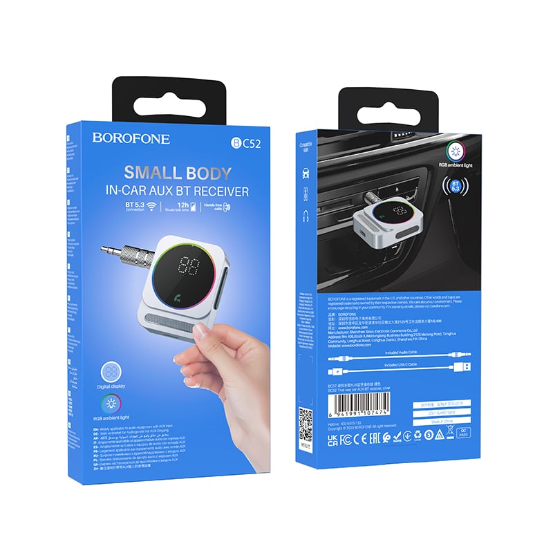 Borofone AUX BC52 Audio adapter Bluetooth vevő ezüst-2