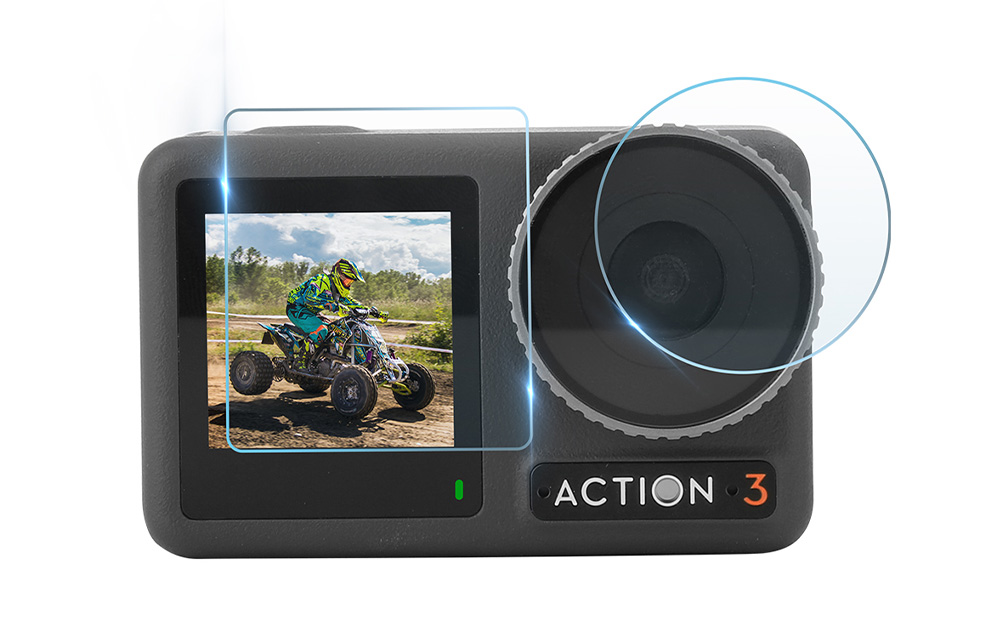 Sunnylife kijelzővédő és objektív üvegfólia készlet DJI OSMO Action 3-hoz-2
