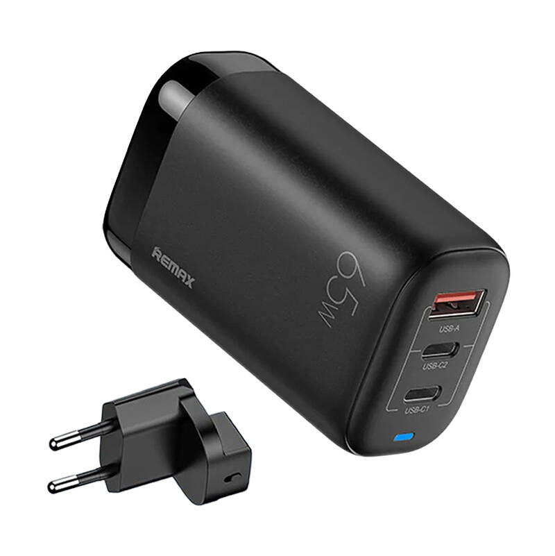Remax RP-U55 hálózati töltő adapter 2x USB-C, USB-A 65W (fekete)-0