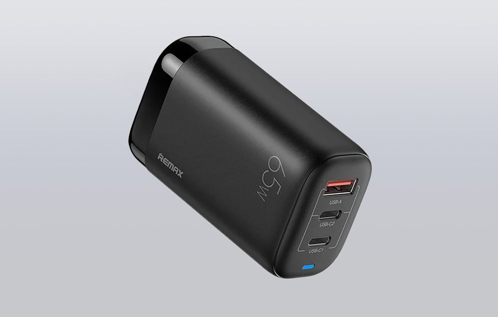 Remax RP-U55 hálózati töltő adapter 2x USB-C, USB-A 65W (fekete)-2