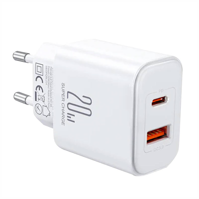Joyroom JR-TCF05 hálózati töltő adapter USB-A QC3.0, USB-C PD 20W (fehér)-0