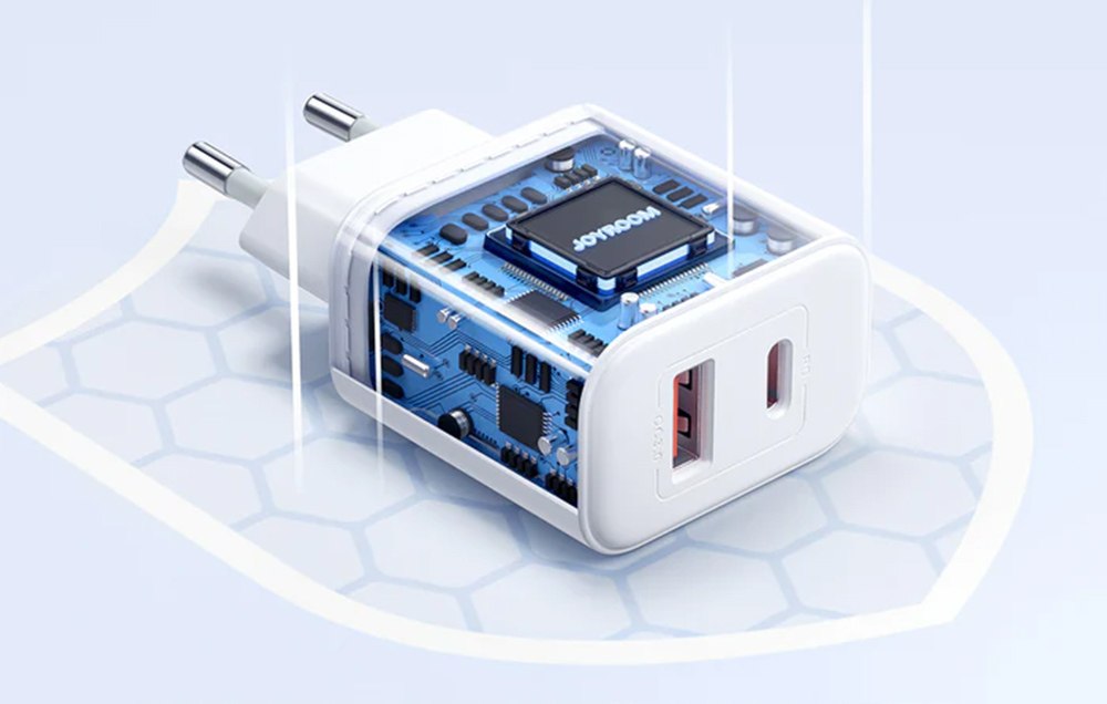 Joyroom JR-TCF05 hálózati töltő adapter USB-A QC3.0, USB-C PD 20W (fehér)-1