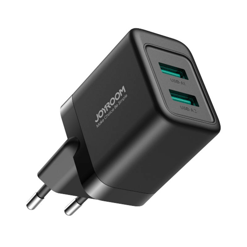 Joyroom JR-TCN01 hálózati töltő adapter 2x USB-A 2.4A fekete-0