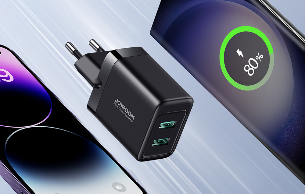 Joyroom JR-TCN01 hálózati töltő adapter 2x USB-A 2.4A fekete-2