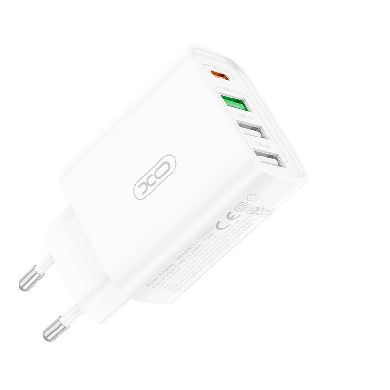 XO L120 hálózati töltő adapter 3x USB-A, 1x USB-C, 18W (fehér)-1