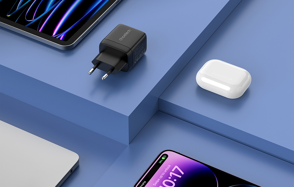 Choetech PD6051 hálózati töltő adapter GAN3 USB-C + USB-C PD 35W (fekete)-2