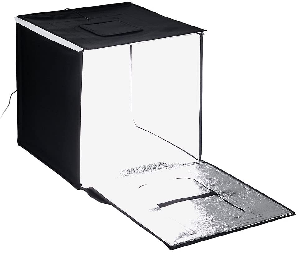 LED lámpás tárgyfotó sátor végtelen háttérrel 40x40x40 cm USB kábeles kivitel NL-2