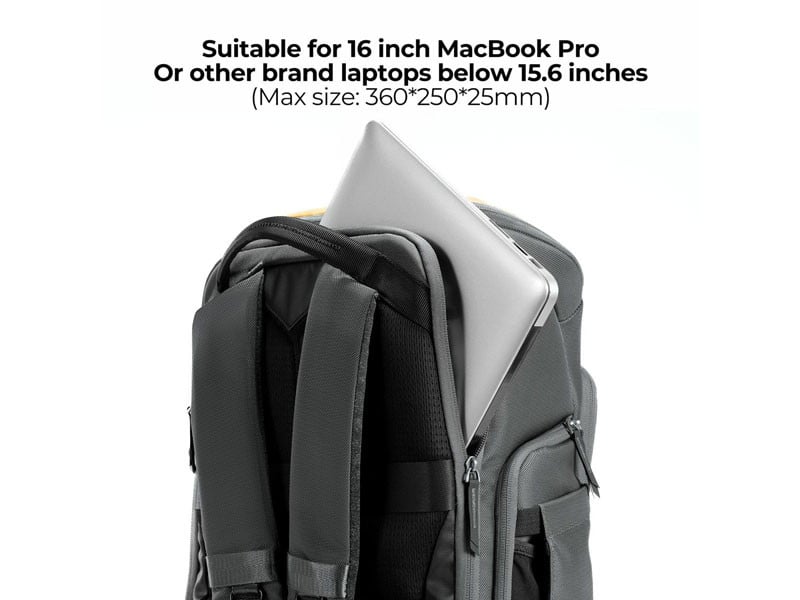 K&F Concept Alpha Backpack 25L sárga fotós hátizsák-2