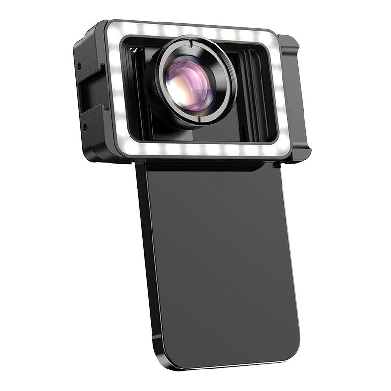 APEXEL APL-HB100FL23 100 mm-es makró mobiltelefon objektív LED világítással (fekete)-0