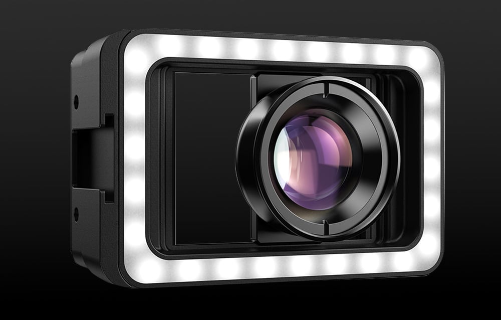 APEXEL APL-HB100FL23 100 mm-es makró mobiltelefon objektív LED világítással (fekete)-5