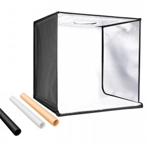 LED lámpás tárgyfotó sátor végtelen háttérrel 40x40x40 cm USB kábeles kivitel NL