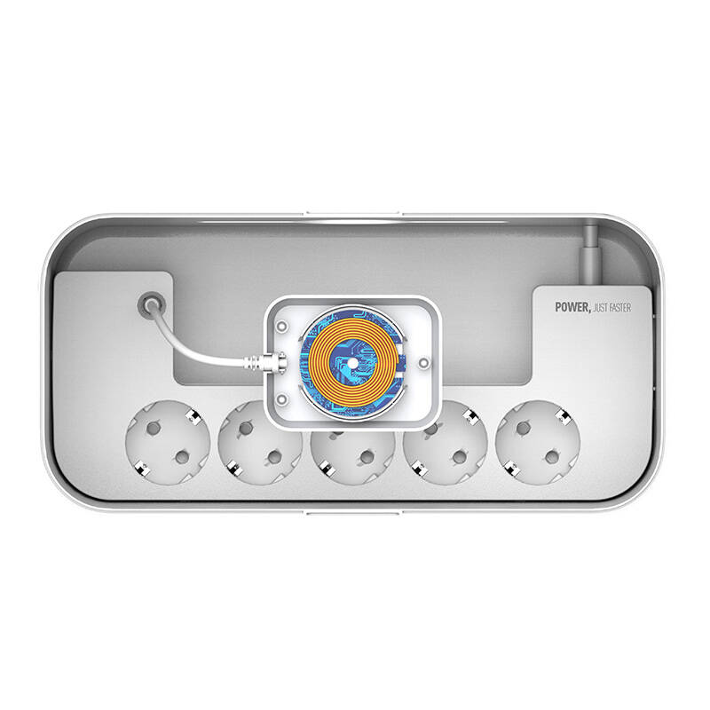 LDNIO SN5311W Management hálózati elosztó doboz vezeték nélküli töltővel 5x AC, 2x USB-A, 1x USB-C, 2m-4