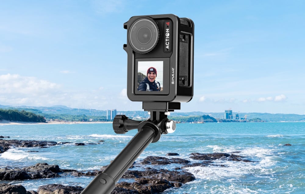  PULUZ alumínium cage, keret vakupapucs foglalattal DJI Osmo Action 4/3 akciókamerákhoz (PU928B)-4