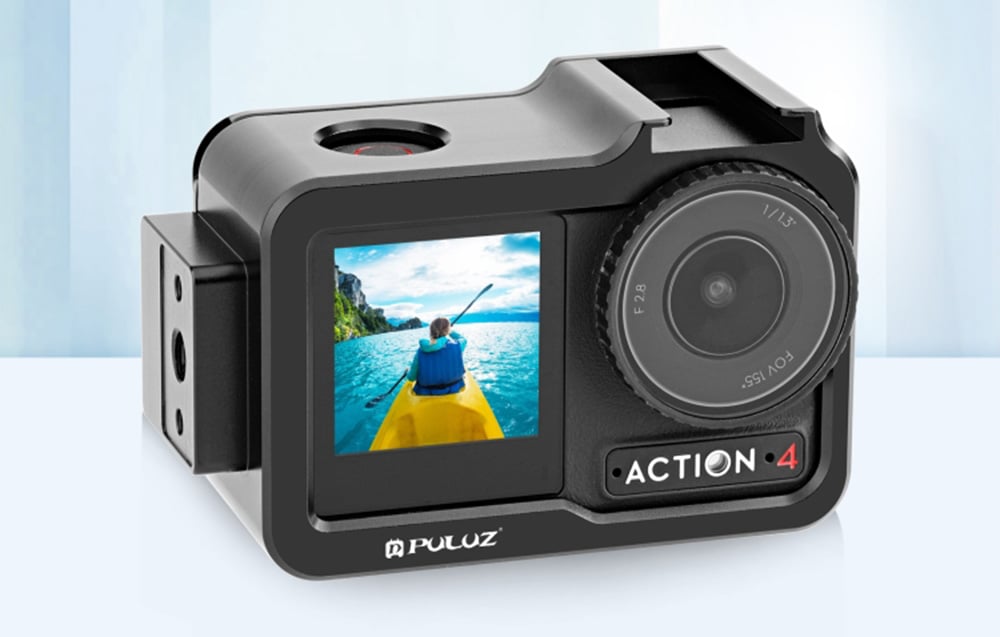  PULUZ alumínium cage, keret vakupapucs foglalattal DJI Osmo Action 4/3 akciókamerákhoz (PU928B)-3