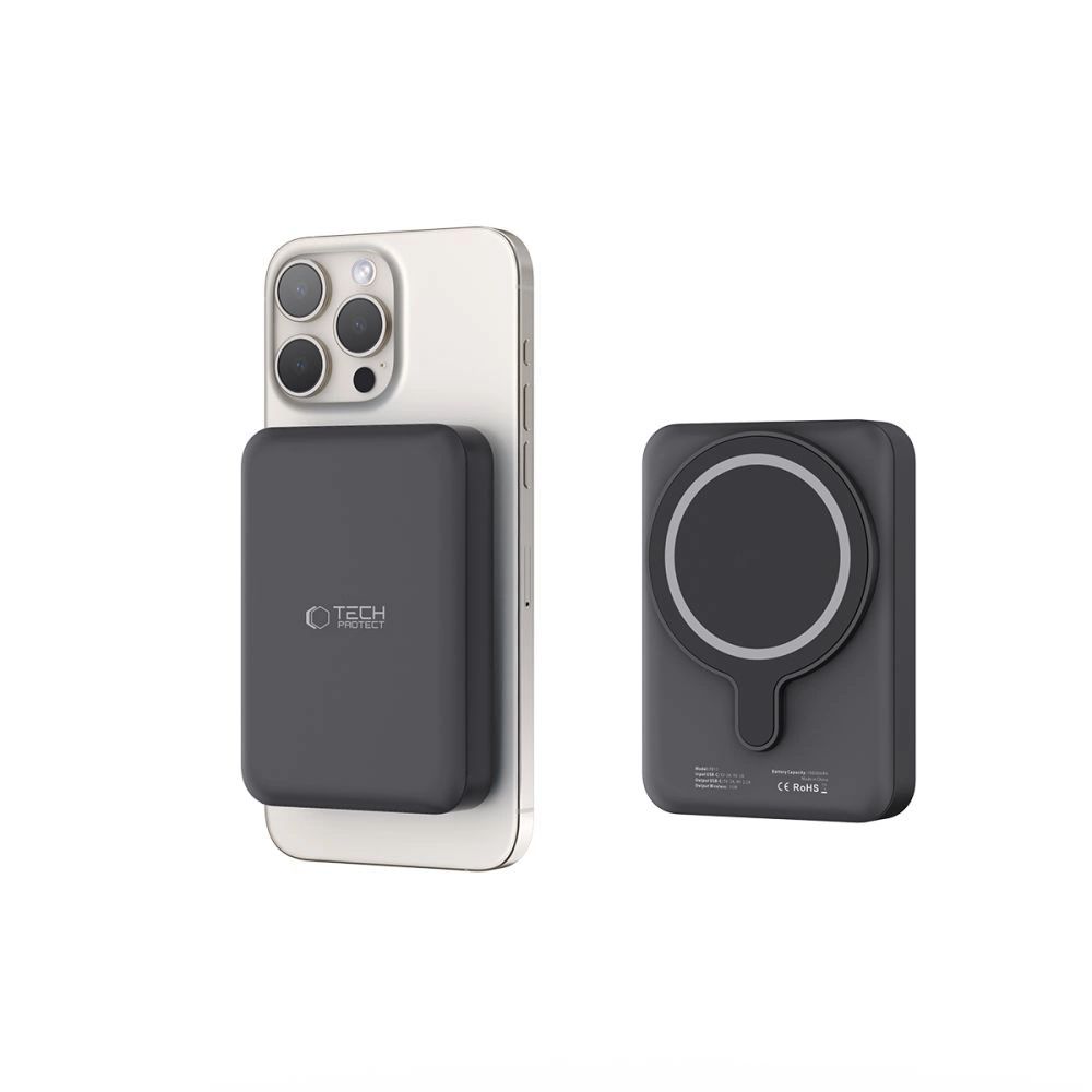 Tech-Protect LifeMag PB11 Powerbank MagSafe funkcióval 10000mAh 15W USB-C port - fekete + USB-C kábel-3