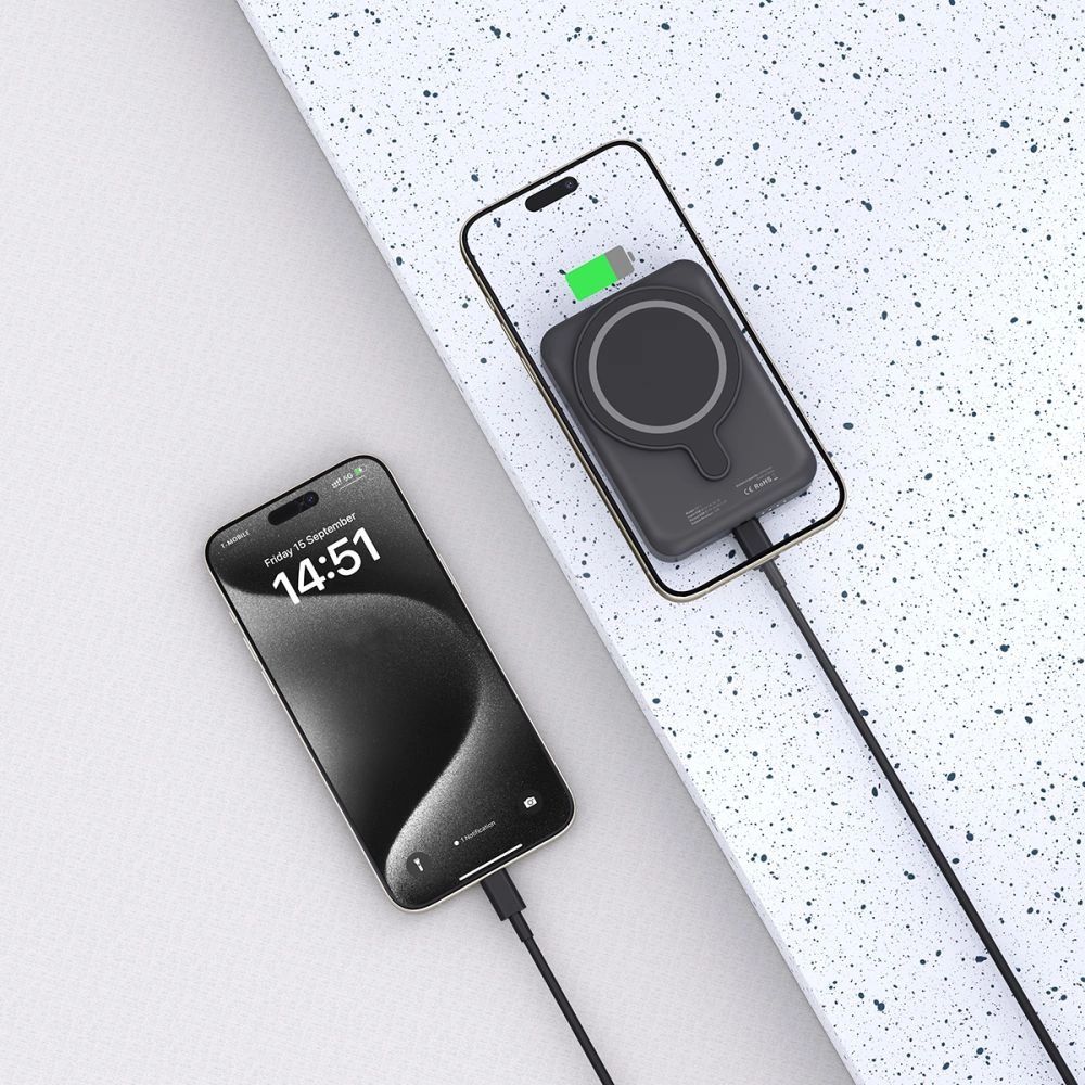 Tech-Protect LifeMag PB11 Powerbank MagSafe funkcióval 10000mAh 15W USB-C port - fekete + USB-C kábel-4