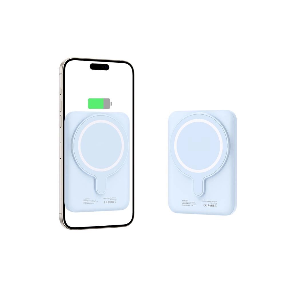 Tech-Protect LifeMag PB10 Powerbank MagSafe funkcióval 5000mAh 15W USB-C port - kék + USB-C kábel-2
