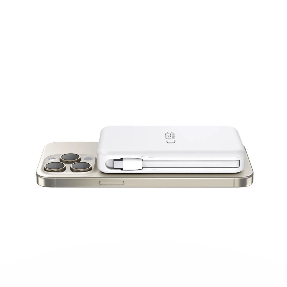 Tech-Protect LifeMag PB31 Powerbank MagSafe kompatibilis 10000mAh 15W USB-C / USB-A / beépített USB-C / Lightning kábelekkel - fehér-8