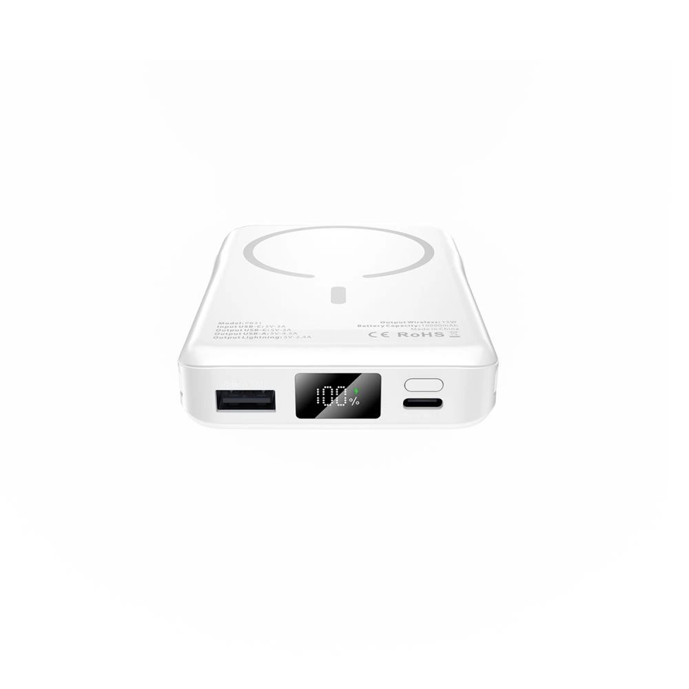 Tech-Protect LifeMag PB31 Powerbank MagSafe kompatibilis 10000mAh 15W USB-C / USB-A / beépített USB-C / Lightning kábelekkel - fehér-6