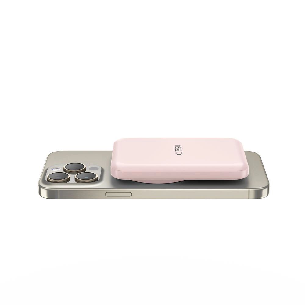 Tech-Protect LifeMag PB10 Powerbank MagSafe 5000mAh 15W USB-C port - rózsaszín + USB-C kábel-2