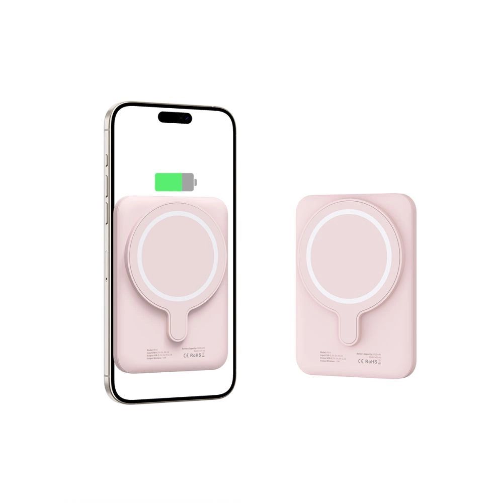 Tech-Protect LifeMag PB10 Powerbank MagSafe 5000mAh 15W USB-C port - rózsaszín + USB-C kábel-3