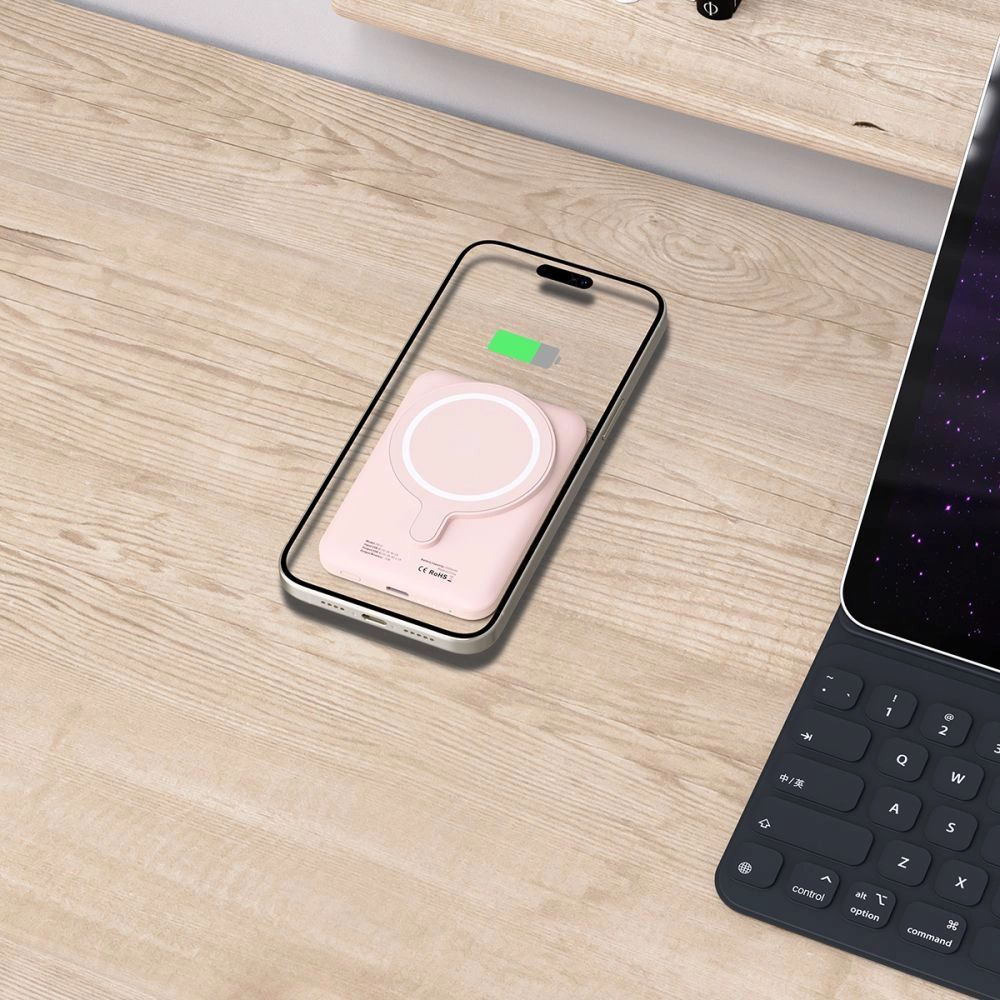 Tech-Protect LifeMag PB10 Powerbank MagSafe 5000mAh 15W USB-C port - rózsaszín + USB-C kábel-6