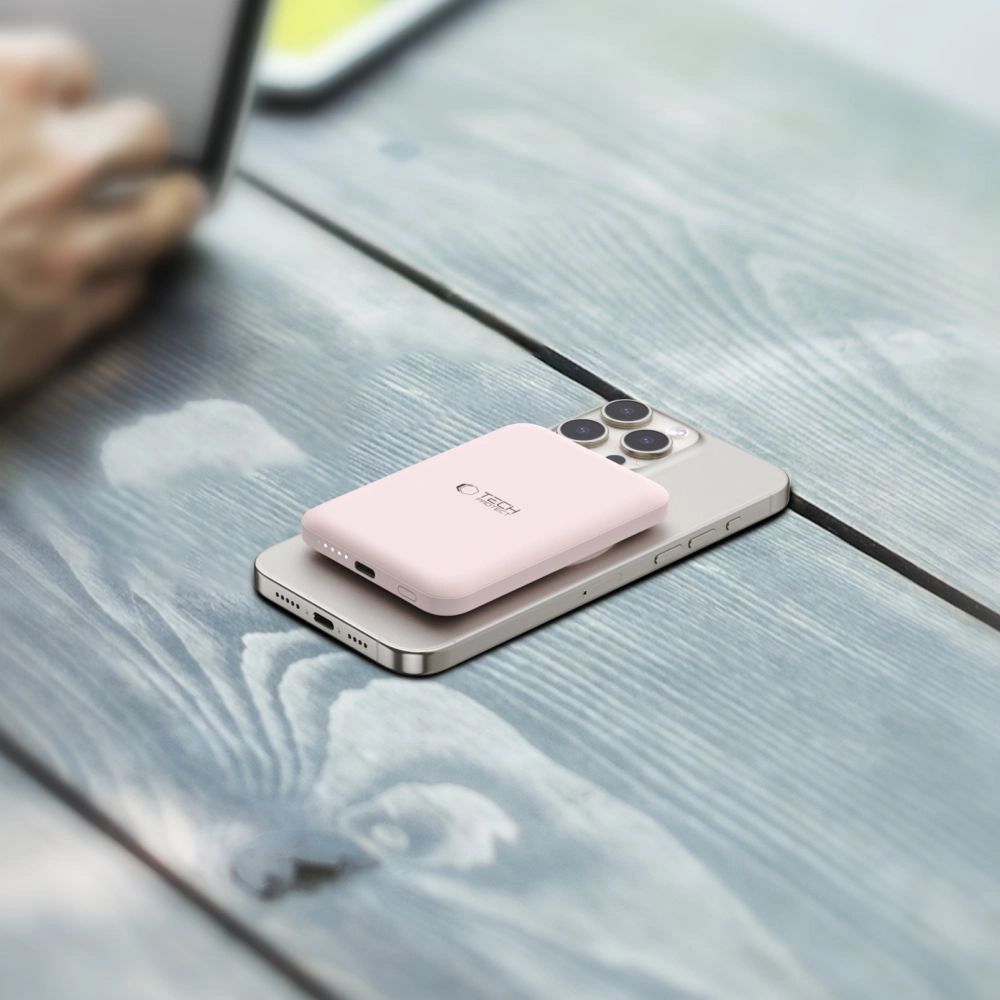 Tech-Protect LifeMag PB10 Powerbank MagSafe 5000mAh 15W USB-C port - rózsaszín + USB-C kábel-8