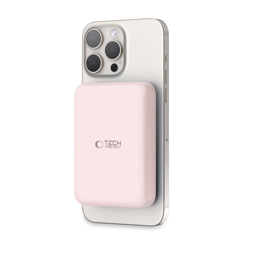 Tech-Protect LifeMag PB11 Powerbank with MagSafe 10000mAh 15W USB-C port - pink + USB-C kábel-1
