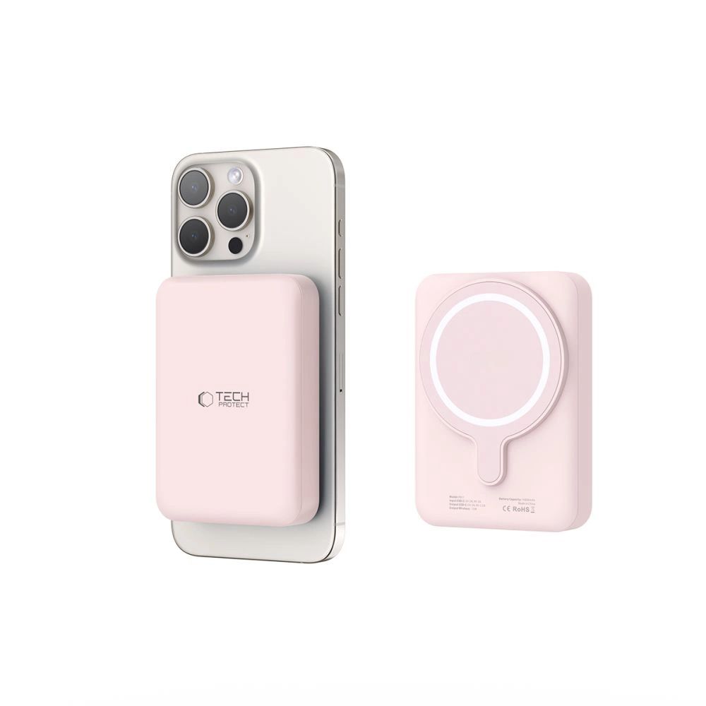 Tech-Protect LifeMag PB11 Powerbank with MagSafe 10000mAh 15W USB-C port - pink + USB-C kábel-4