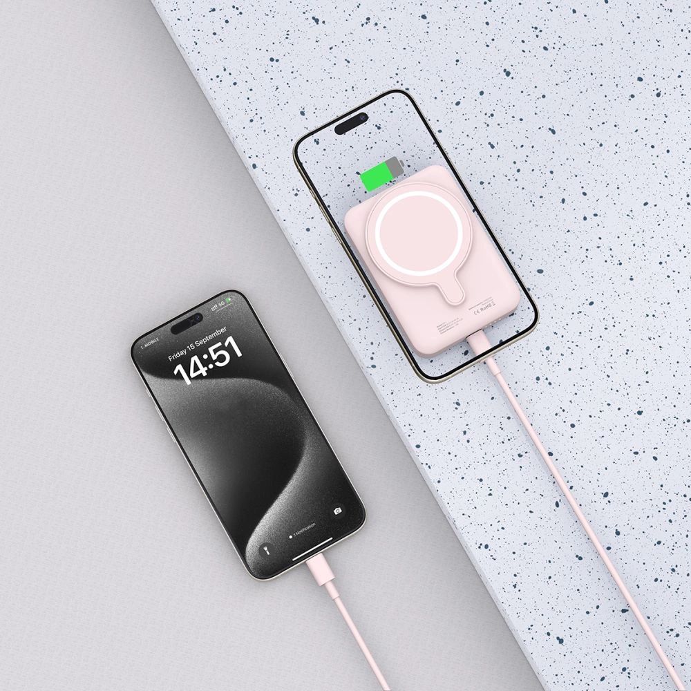 Tech-Protect LifeMag PB11 Powerbank with MagSafe 10000mAh 15W USB-C port - pink + USB-C kábel-5