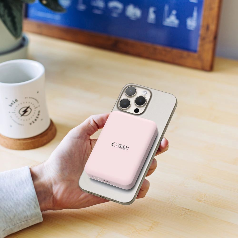 Tech-Protect LifeMag PB11 Powerbank with MagSafe 10000mAh 15W USB-C port - pink + USB-C kábel-7