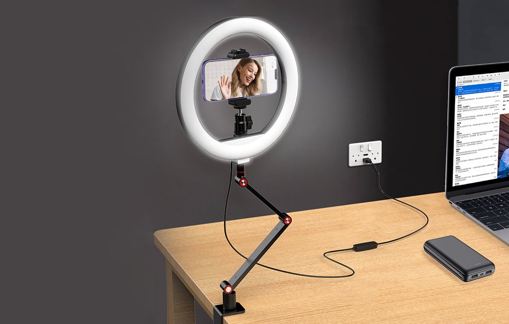 APEXEL APL-FL20 asztalra rögzíthető körfény, ring light-3