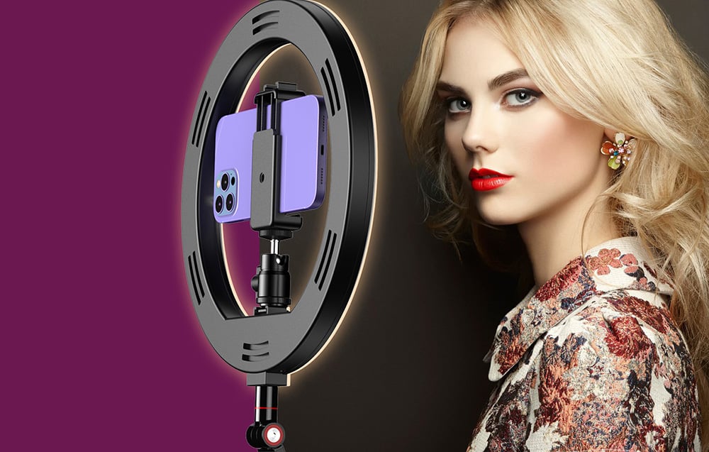 APEXEL APL-FL20 asztalra rögzíthető körfény, ring light-5