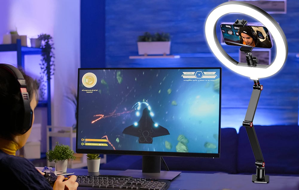 APEXEL APL-FL20 asztalra rögzíthető körfény, ring light-4