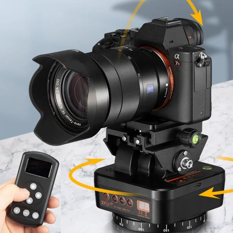 ZIFON YT-1000 elektromos 360 fokos panoráma fej távirányítóval, telefontartóval-8