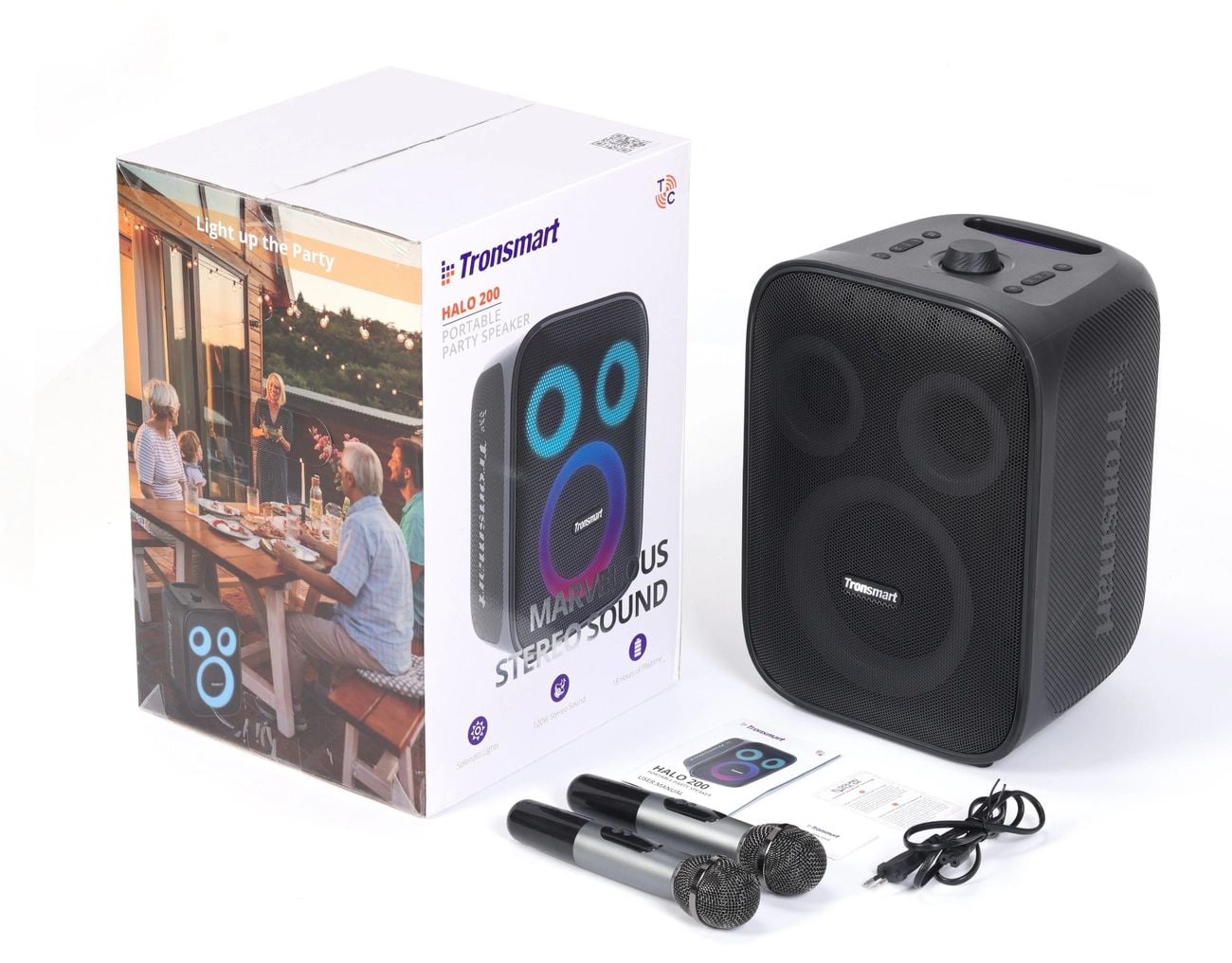 Tronsmart Halo 200 120W vezeték nélküli hangszóró + 2 mikrofon - fekete-8