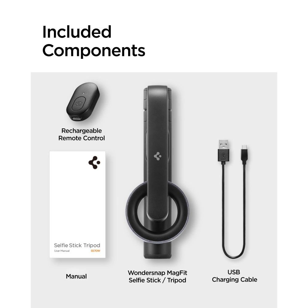 Spigen S570W selfie bot MagSafe tripod Bluetooth-szal - fekete-2