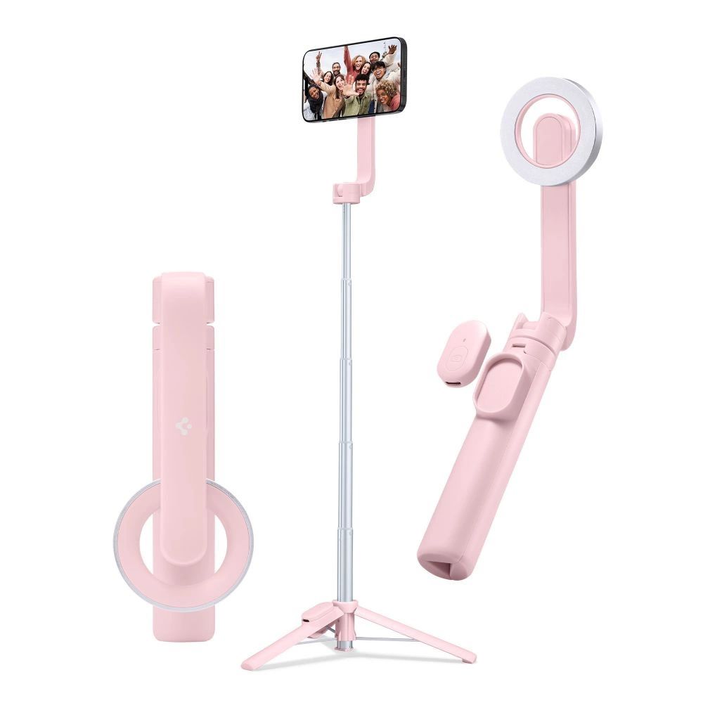 Spigen S570W Bluetooth-os selfie bot és MagSafe tripod - rózsaszín-0