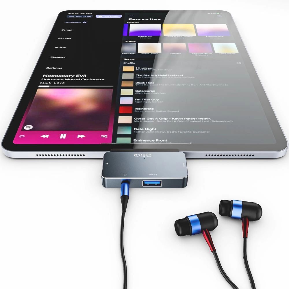 HUB Tech-Protect V6 4in1 USB-C - USB-A 3.0 / USB-C PD100W / HDMI / mini jack 3.5mm - szürke-7