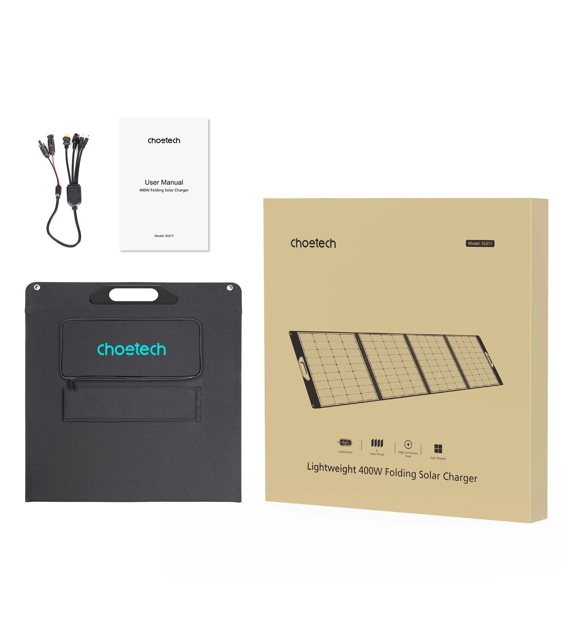 Choetech SC017 400W Könnyű Napelemes Töltő Panel Fekete-4